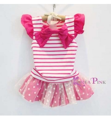 Stelan KoreaPink Stripe Polka Pink Ribbon