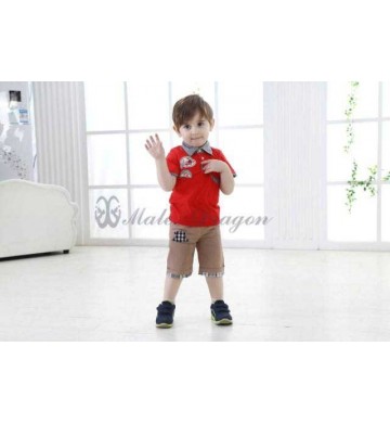 Stelan MD Boy Red Set Brown Pant