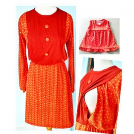 Baju Menyusui Nursing Top Orange Button Set Baju Anak