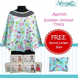 Apron Menyusui Jaring Vitorio Summer Holiday Tosca + Bantal Peyang Lengan Bayi