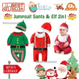 Jumpsuit Santa Elf Set Hat 2in1