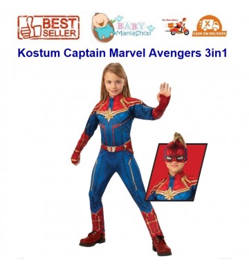 Kostum Super Hero Captain Marvel Avengers Pull on Face Mask