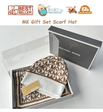 MK Gift Set Scarf Hat Luxury Topi Syal