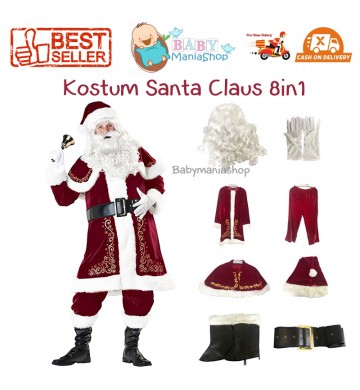 Kostum Santa Claus 8in1 Pria Dewasa