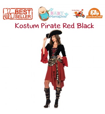 Kostum Pirate Red Black Skull Wanita Dewasa