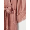 Hnm Pink Satin Lace Kimono Robe Women