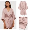 Hnm Pink Satin Lace Kimono Robe Women