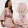 Hnm Pink Satin Lace Kimono Robe Women